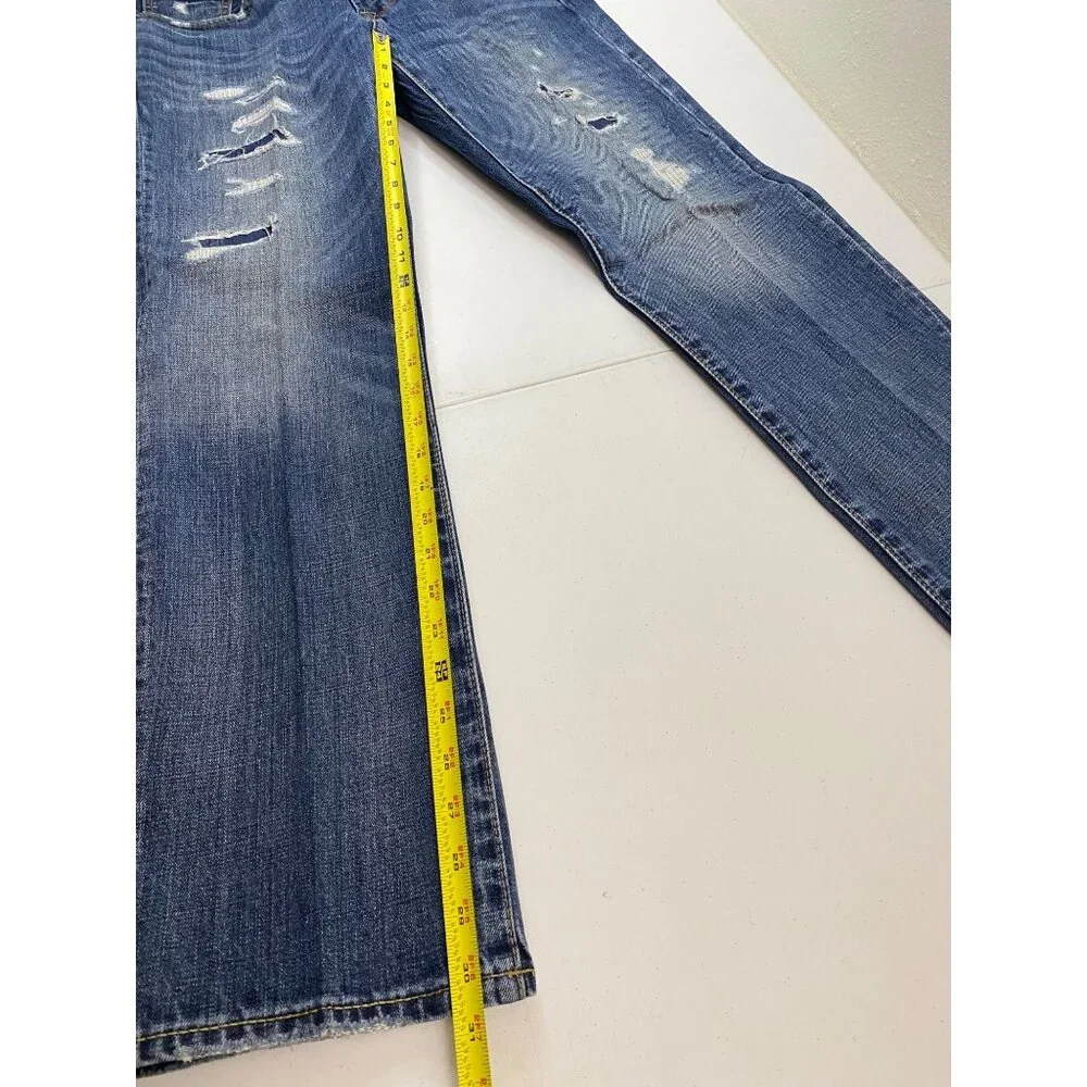 American Eagle Outfitters Men’s Original Straight Jeans 32x32 Distressed Blue - Picture 11 of 15